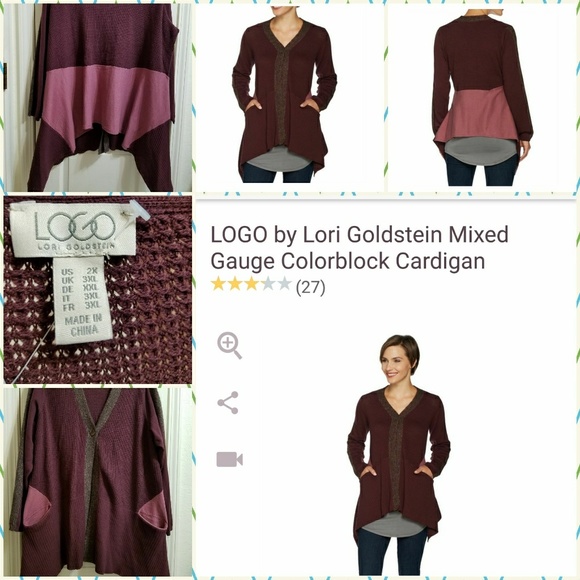 LOGO Mixed Gauge Colorblock Cardigan - Picture 1 of 1